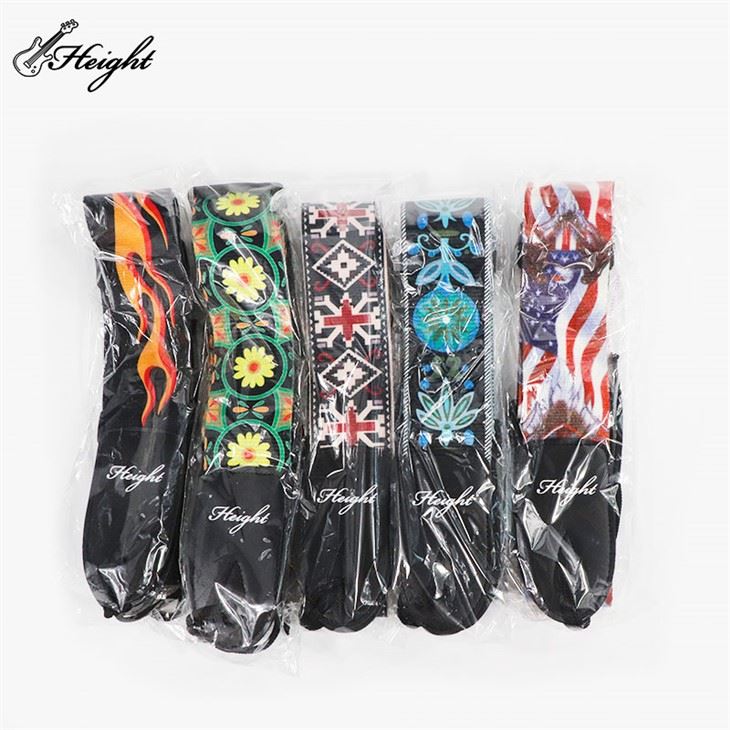 Black Cotton PU Leather Guitar Strap Gift